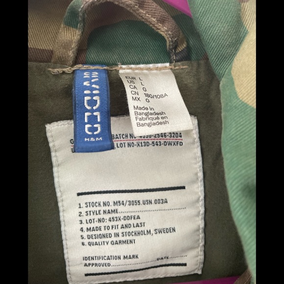 H&M camo jacket worn once - Picture 2 of 2